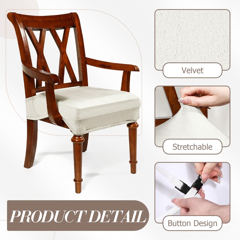 Havawish Large Velvet Dining Room Chair Seat Covers with Armrest