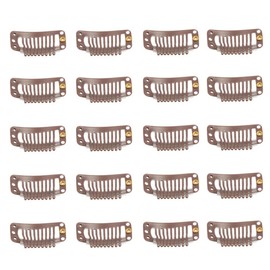 20pcs Snap Clips for Hair Extenisons 9 Teeth Wig Clips, Light Brown