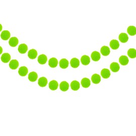 MECCANIXITY 2Pcs Felt Ball Garland Bright Green Pom Pom Garland Handing Balls 6.6 Feet Long 30 Balls Party Banner Decor for Christmas Birthday Party Decoration
