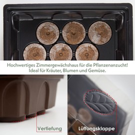 5 x Propagation Box Set with 60 Coconut Pellets - Mini Greenhouse Indoor for Pre-Cultivation and Cultivation of Herbs, Vegetables and Flowers