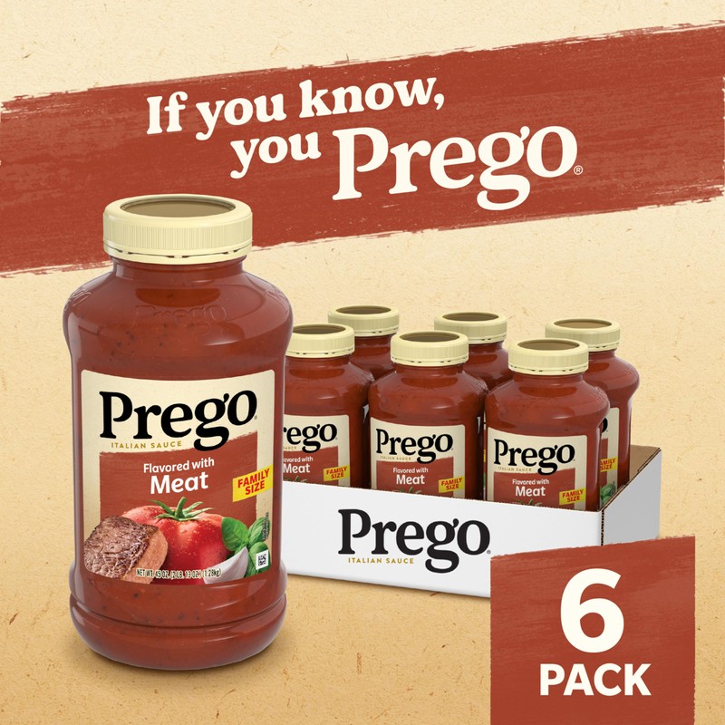 Prego Italian Tomato Pasta Sauce Flavored With Meat, 45 OZ