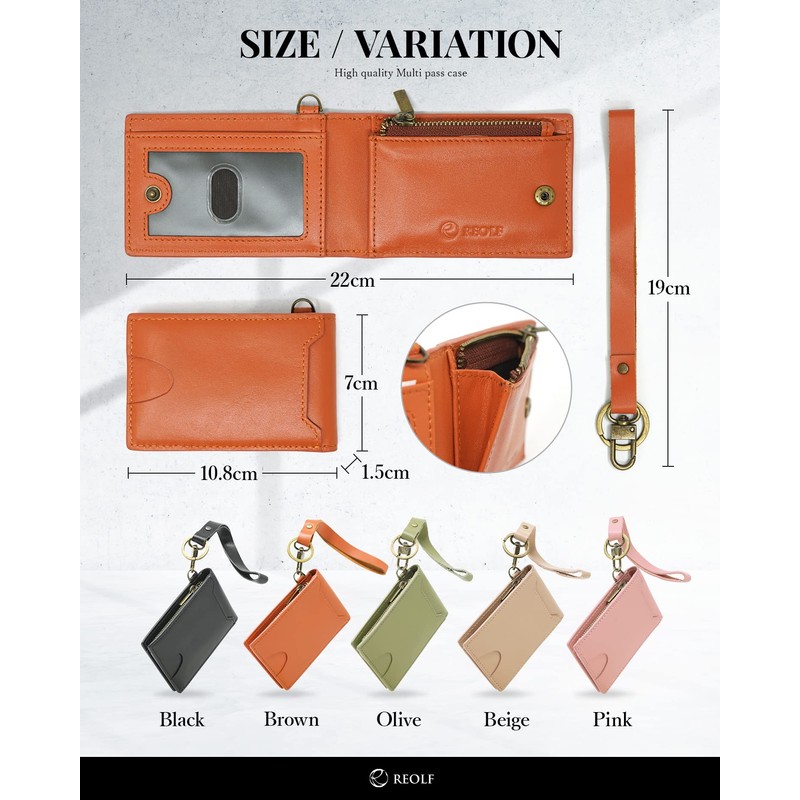 REOLF Pass Case, Commuter Holder, Men's Genuine Leather, Nappa Leather,
