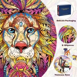 Wooden Puzzles for Adults,Wooden Jigsaw Puzzles Lion,Wood Puzzles Adult Fun Challenge Family Game Creative Gifts for Friends Family 109pcs.