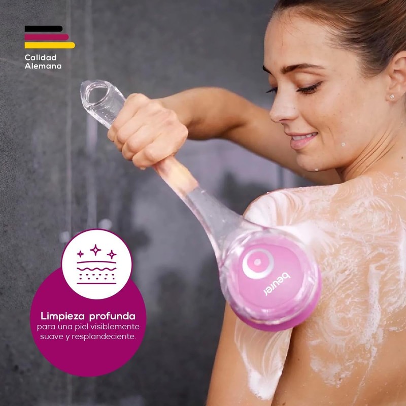 Beurer FC55 Cepillo Corporal Eléctrico Exfoliante con Mango Extraíble, Limpieza