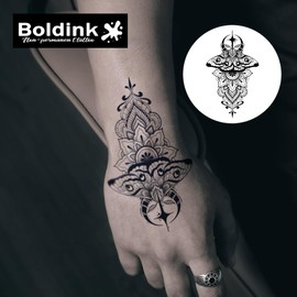 Boldink Temporary Tattoos, semi permanent tattoos, 15-day long lasting tattoo sticker, waterproof and anti-reflective, unique design(Moon Moth)