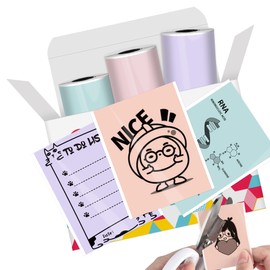 Paper for Sticker Printer, Printer Paper for Pocket Printer, Thermal Paper for T02/M02X/M02L, 20 Years Sticky Phomemo Paper, 3 Rolls 50 mm x 3.5 m