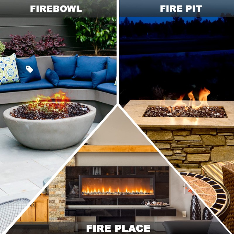 Skyflame 10-Pound Fire Glass Beads for Fire Pit Fireplace, 1/2-Inch