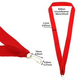 LUORNG 12PCS Medal Ribbon Award Neckband Red Stripe Medal Lanyard with Buckle Clip for Game and Party Competition and and Team Competition