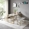 Vecelo 3Pcs Kitchen Dinning Table and Benches Set For 4-6,