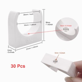 HLIWS Quick Clamps, Pack of 30 Pipe Clamps, Plastic Mounting Clamp, Plug-In Pipe Clamp, for Pool, Ponds, Screws Not Included (Inner Diameter 32 mm)