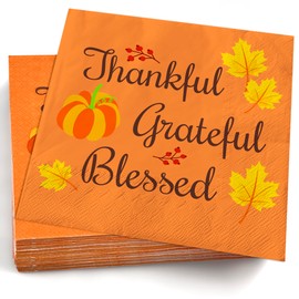 OHOME Thanksgiving Napkins | Thanksgiving Table Decor for Indoor Outdoor - Friendsgiving Party Decorations Favors Supplies for Dinner,Fall Tissue Plates Paper Disposable Placemats