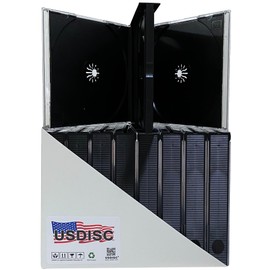 USDISC CD Jewel Cases Chubby 22mm, Quadruple 4 Disc, Black, Pack of 200