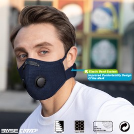 BASE CAMP Family Pack Dust Mask, Breathable Reusable Respirator Mask with 6 Activated Carbon Filters(Dark Tangaroa)