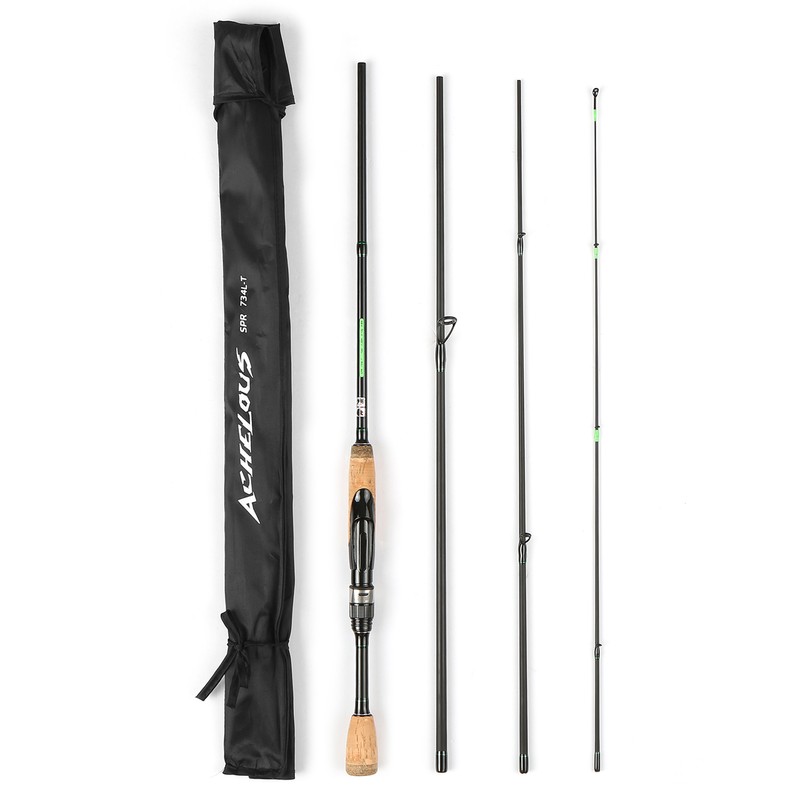Portable Travel Spinning Fishing Rod Lightweight Carbon Fiber 4 Pieces