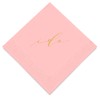 Weddingstar 3-Ply Gold Foil Cocktail Napkins Classic Pink - I