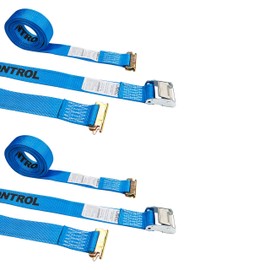 US Cargo Control E Track Cam Buckle Strap - 2 Inch X 20 Foot Blue E Track Strap - Spring E Fittings - Easily Secure Cargo in an Enclosed Van Trailer - 833 Pound Working Load Limit - 2 Pack