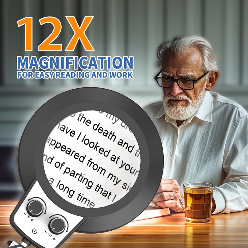 12X Magnifying Glass with Light Hands Free, 2026 New Upgrade