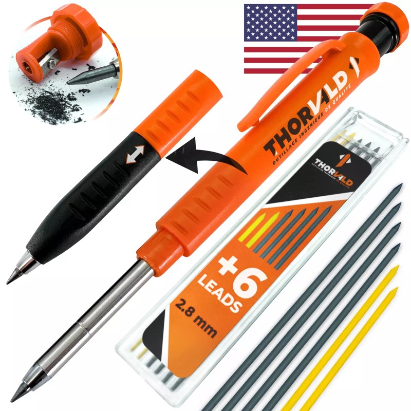 THORVALD New 2-in-1 Carpenter Pencils with Finger Grip for Carpenter