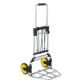 Mount-It! Folding Hand Truck and Personal Dolly, Aluminum Trolley, Heavy Duty 264 Lb Capacity Cart, Dolly Cart with Wheels of Durable Rubber, Soft Grip Telescoping Handle for Indoor Outdoor, Foldable