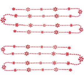 2 Pieces 19.6 feet Christmas Candy Garland Christmas Tree Garland Plastic Christmas Bead Garland Xmas Holiday Candy Cane Decor for Christmas Tree Wreaths Fence Fireplace Decorations