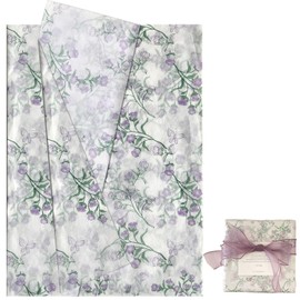 Hjvvr Floral Tissue Paper,20sheets Purple Gift Wrapping Paper,50x35cm Patterned Tissue for Birthday Wedding Party