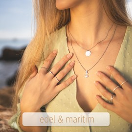 MENDOZZA Women's Necklace Anchor Pendant 925 Silver Necklace Anchor Zirconia 50 cm, Sterling Silver, Cubic Zirconia