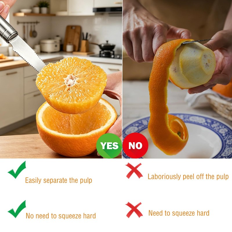 2-Pack Stainless Steel Grapefruit Knife Curved Serrated Blade – Ergonomic