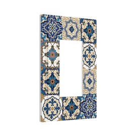 Naiqadnehz Decorative Outlet Covers Mandala Decorative Tile Talavera Moroccan Tiles 1 Gang Single Rocker Light Switch Cover Plate Wall Plates GFCI Faceplate for Bedroom living Room Decor