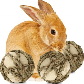 SunGrow Rabbit Leaf Ball, Trims Their Teeth, Entertaining Chew Item, Keep Bunny, Guinea Pig, Kitten & Chinchilla Well & Happy (3 Pack)
