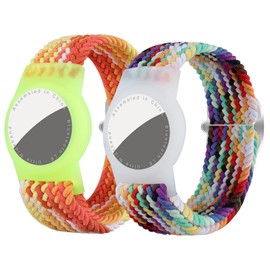 Dingfeiyu Pack of 2 Nylon AirTag Bracelet Children Waterproof, Anti-Lost, Anti-Scratch Protection for Positioning the Bracelet for AirTag, Nylon