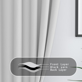 White Curtains 48 inches Long Room Darkening Window Curtain Panels Living Room Rod Pocket Thermal Insulated Drapes Kitchen Bedroom Bathroom Basement 2 Pieces 52"x48"