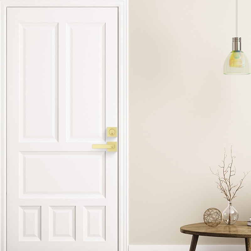Haidms 2 Pack Gold Exterior Door Lock Set, Front Door