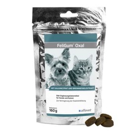 Alvafet FeliGum Oxal to Reduce Urinary Stone Formation, Diet Supplementary Food for Cats and Small Dogs with Potassium Citrate, Chew Drops 160 g