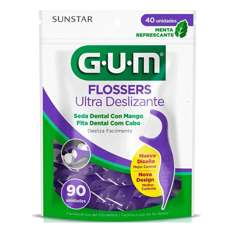Aplicador De Hilo Dental Gum Flossers Ultra Menta 90 Piezas