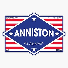 HOF Trading Anniston, Alabama - Diamond Flag Vinyl Sticker Waterproof Decal Laptop Wall Window Bumper Sticker 5"