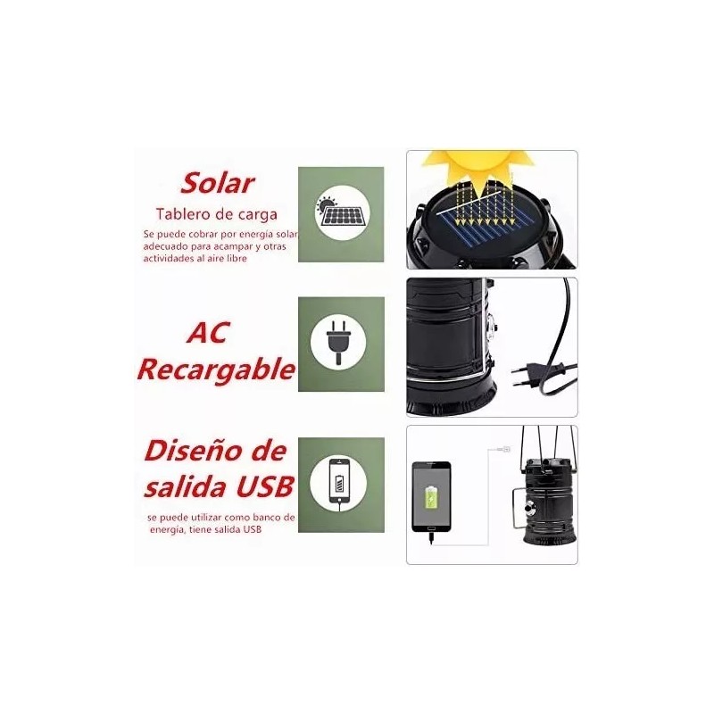 Moreka Lámpara Recargable Solar Linterna Camping Led --para Acampar