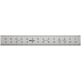 Mitutoyo 182-111, Steel Rule, 150mm, (1mm, 1/2mm), 1.2mm Thick X 19mm Wide, Satin Chrome Finish Tempered Stainless Steel