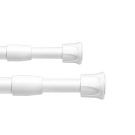 2 Pack Adjustable Spring Tension Curtain Rod for Cupboard Bars, White Extendable Small Short 15.7-28 inch Spring Tension Closet Rods for Shower Bathroom Window Wardrobe