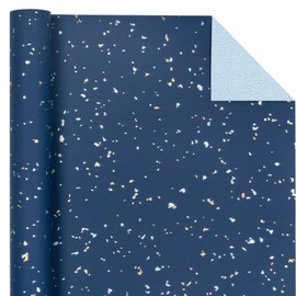 WRAPAHOLIC Navy Blue Wrapping Paper Roll - Mini Roll - 17 Inch x 16.5 Feet - Navy Blue Gold Design with Silky Touch Perfect for Birthday, Wedding, Baby Shower, Holiday