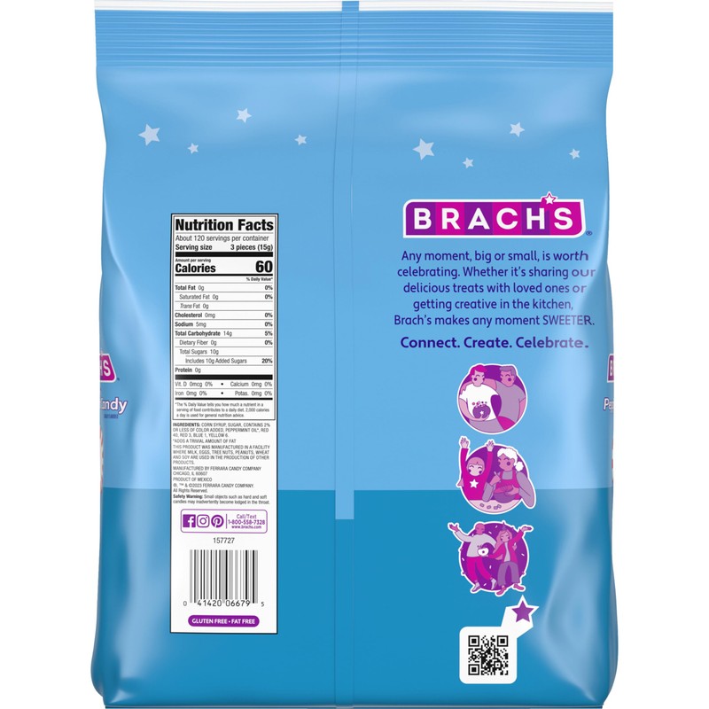 Brach's Star Brites, Christmas Candy, Peppermint, Individually Wrapped, Made With