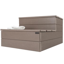 DENKOE Hot Tub Steps - Wood Looking Plastic - 100% Waterproof - Brown Non Slip, Heavy Duty, Multi Use as Porch Steps, Hot Tub Stairs, Outdoor Stairs, Fits Any Spa Size