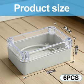 Confezione da 6 custodie elettroniche impermeabili IP65 58 x 83 x 33 mm, copertura trasparente, alloggiamento universale per progetto, scatola di giunzione per interni ed esterni, struttura in