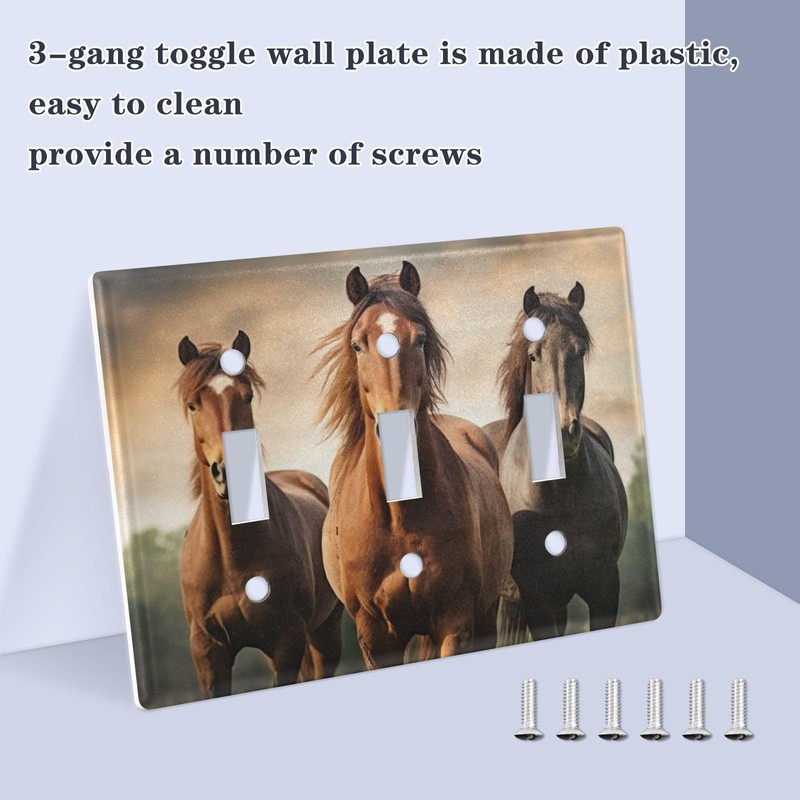 FUGIDOG Horse 2 Gang Toggle Light Switch Cover Double Toggle