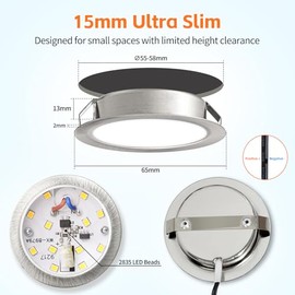 YindaLux YindaLux Einbaustrahler LED 12V 3000K Warmwei? LED Spot Dimmbar 3W LED Einbauspots 55-58mm lochmass Einbauleuchten fr Wohnwagen Kche Kleiderschrank Aluminium Nickel 3er Set