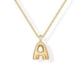 PAVOI 14K Yellow Gold Plated Dainty Chunky Bubble Initial Letter Pendant Necklace for Women | Alphabet Letter Necklace | Letter A