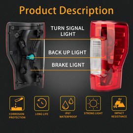 Right Passenger Side Rear Tail Light Assembly Compatible With 2017-2019 Ford F-250 F-350 Super Duty Tail Light Rear Brake Lamps Replacement Taillights (w/o Blind Spot) (w/o LED)