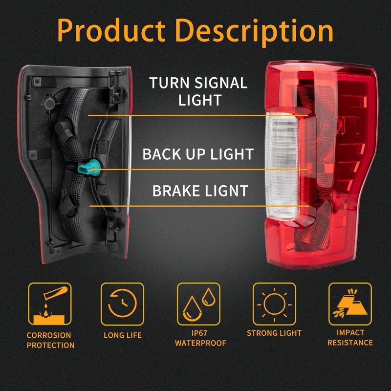 Right Passenger Side Rear Tail Light Assembly Compatible With 2017-2019