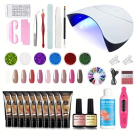Finger Secret Poly Nail Gel Kit with Nail Lamp (Poly-10C, 1SET)