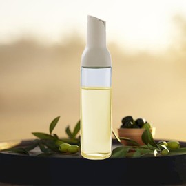 Oil Dispenser 17 Oz For Kitchen Cooking 1 Pack With Labels, Olive Oil Bottle Dispenser Auto Flip Non-Drip Oil Dispenser Bottle Wide Opening Easily Refill And Clean,Beige Glass Oil Dispenser 500ml