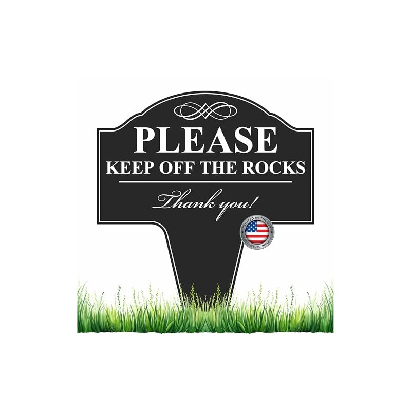 Please Keep Off The Rocks Aluminum Yard Sign 10x14